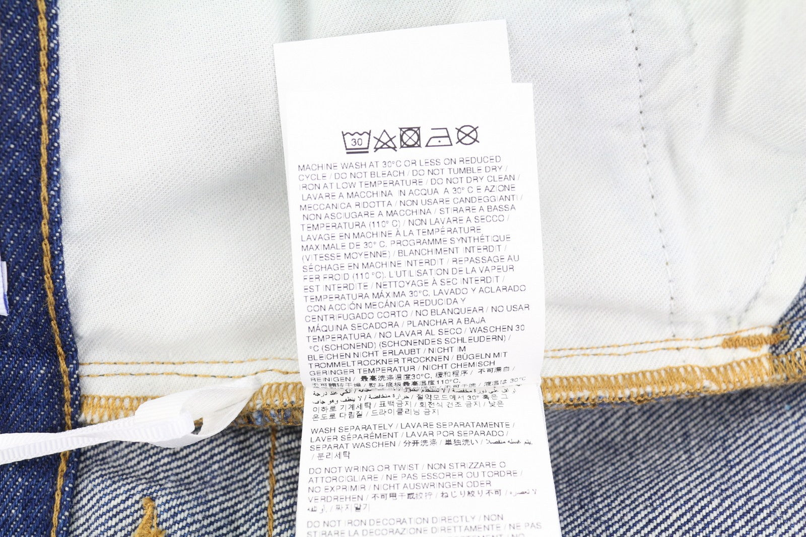 BALTOS VIRGIL ABLOH „Meteor Denim“ moteriškos džinsinės kelnės W26 mėlynos spalvos iškirpte F25 RRP765