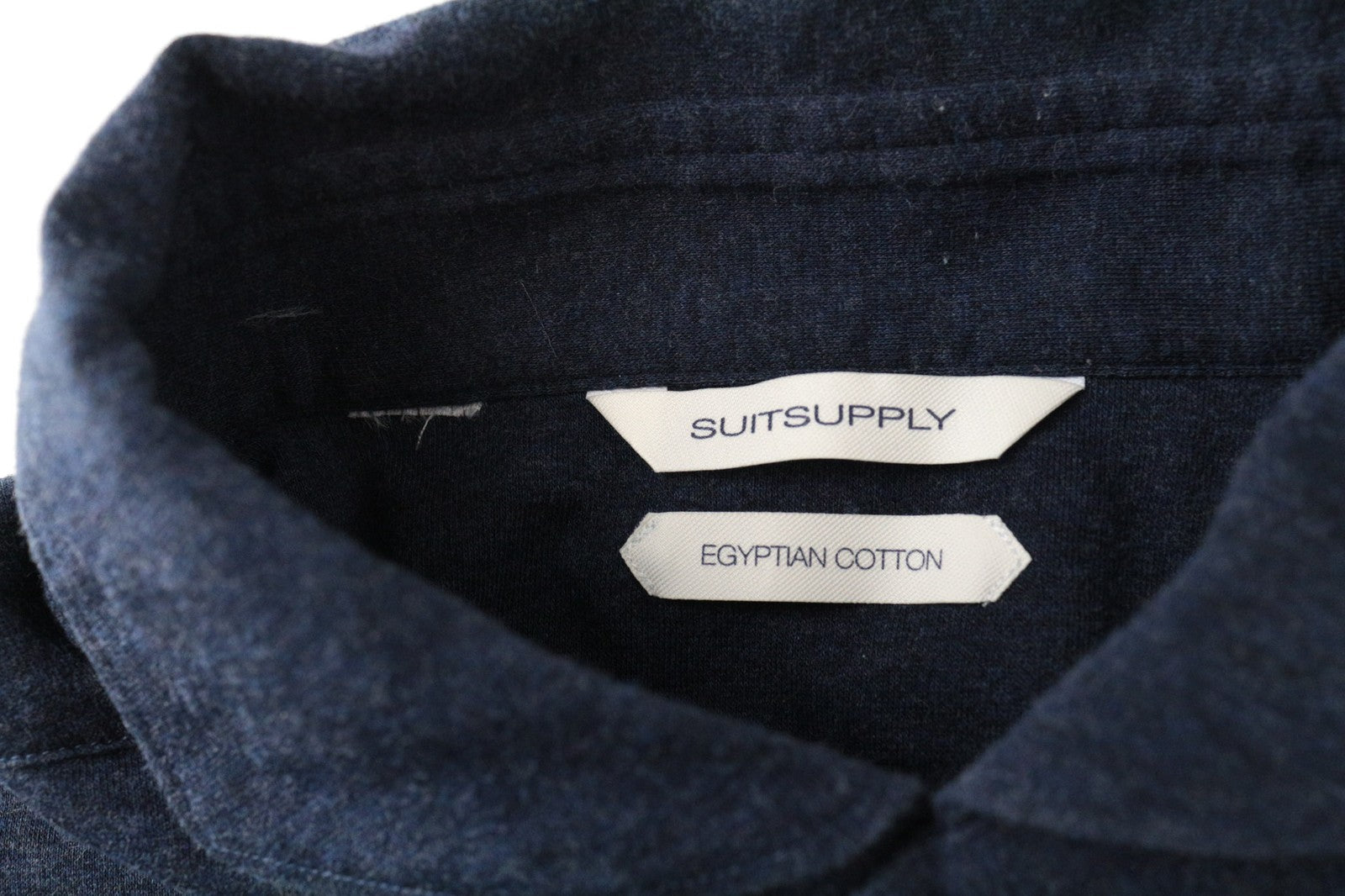 SUITSUPPLY vyriški oficialūs marškinėliai ~M melanžinės mėlynos egiptietiškos medvilnės plonos marškinėlės polo 