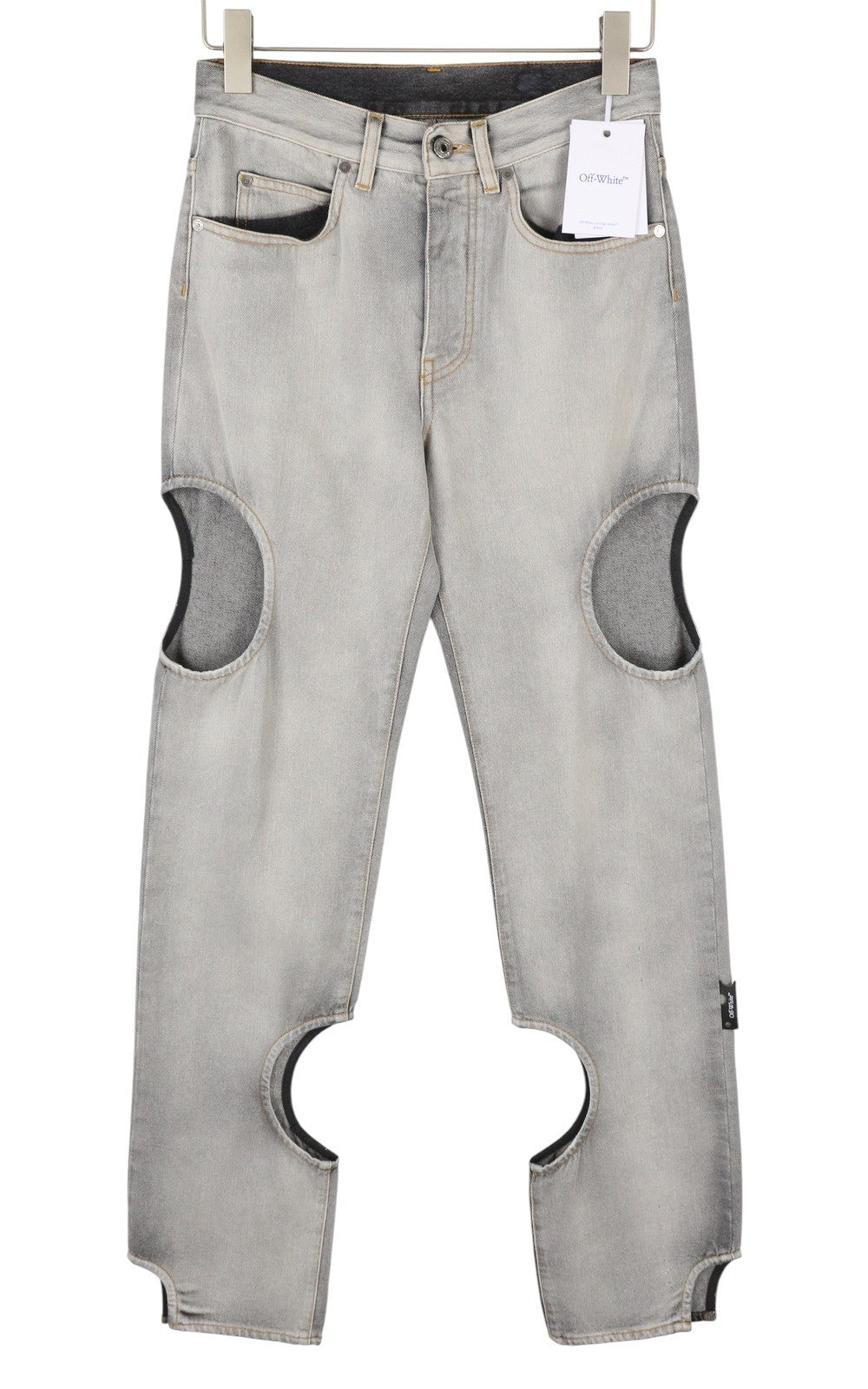 BALTOS VIRGIL ABLOH „Meteor Denim Bleach“ moteriškos džinsinės kelnės W26 kirpimas F25 RRP765 