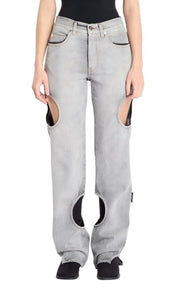 OFF-WHITE c/o VIRGIL ABLOH Meteor Denim Bleach moteriški džinsai W27 Grey F25 RRP765 