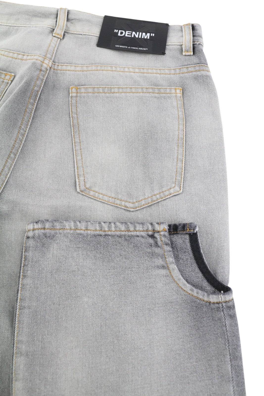 OFF-WHITE c/o VIRGIL ABLOH Meteor Denim Bleach moteriški džinsai W27 Grey F25 RRP765 