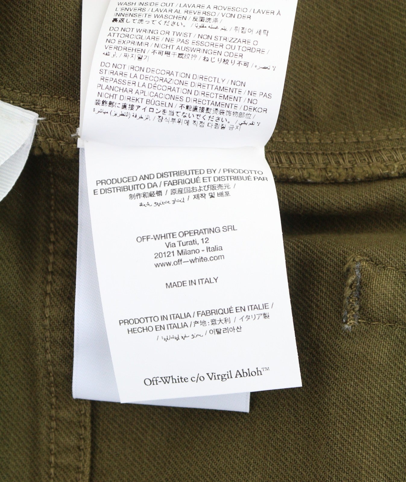 OFF-WHITE c/o VIRGIL ABLOH Gothic Drill Relax Men Jeans W33 Brown Cargo F25