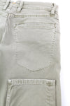 NUDIE JEANS moteriški džinsai, chaki spalvos, siauri, W27/L32, ekologiški, dulksnos efekto, aptempti, su užtrauktuku, šviesūs