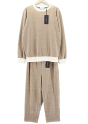 JOHN RICHMOND vyriškas rudų raštuotų megztinių komplektas M, tiesaus kirpimo kelnės, 2 vnt. 