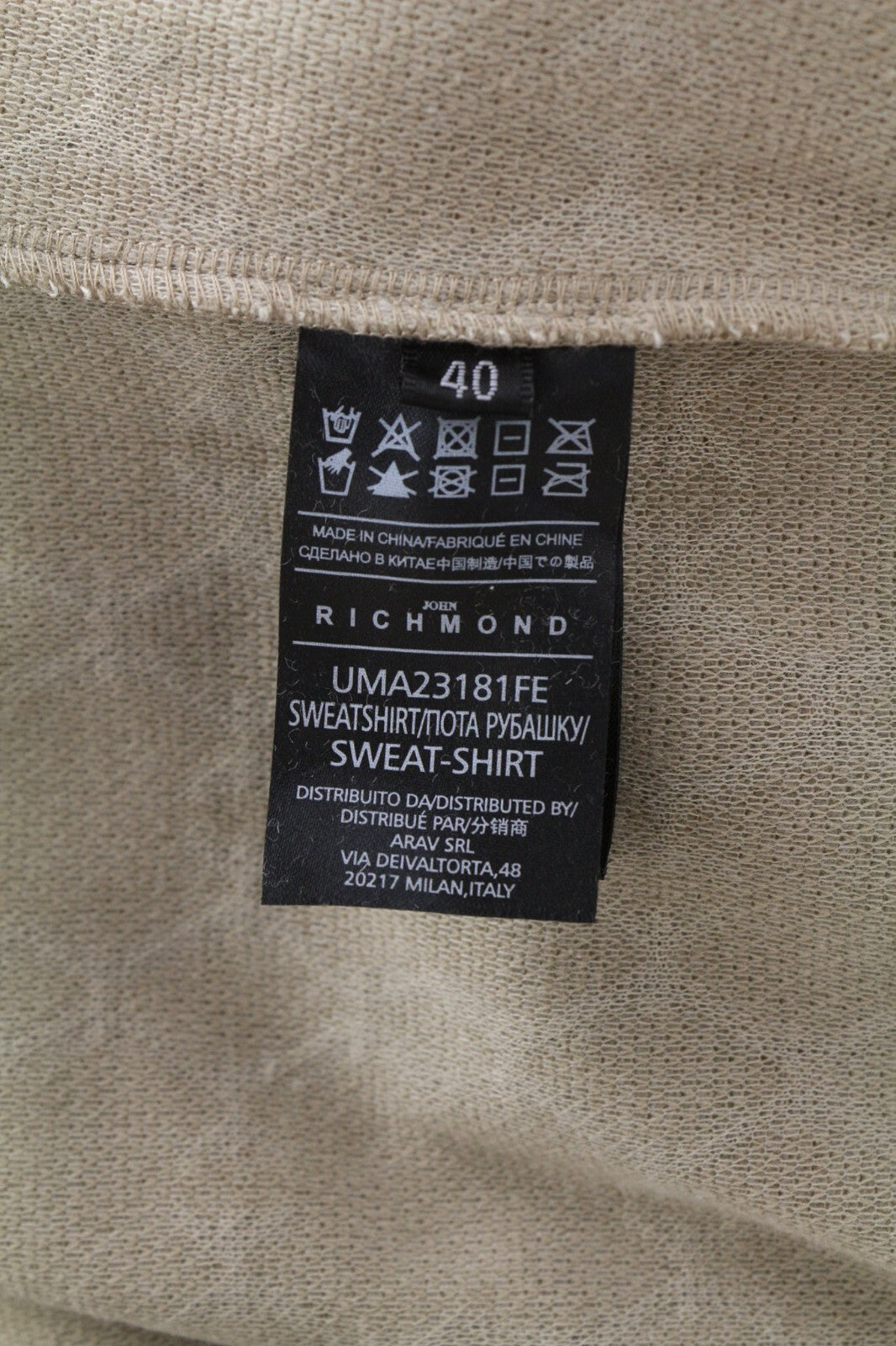 JOHN RICHMOND vyriškas rudų raštuotų megztinių komplektas M, tiesaus kirpimo kelnės, 2 vnt. 