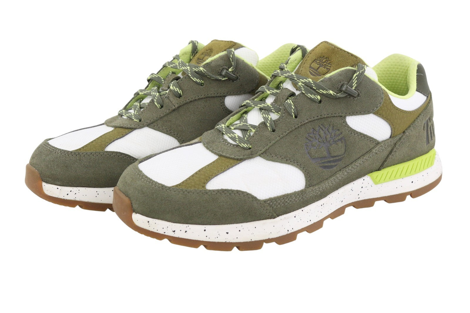 TIMBERLAND A2QUH vyriški sportbačiai, 43,5/44,5 dydžio, žali, odiniai, migdolų noselės, žema palaidinė, suvarstyti. 