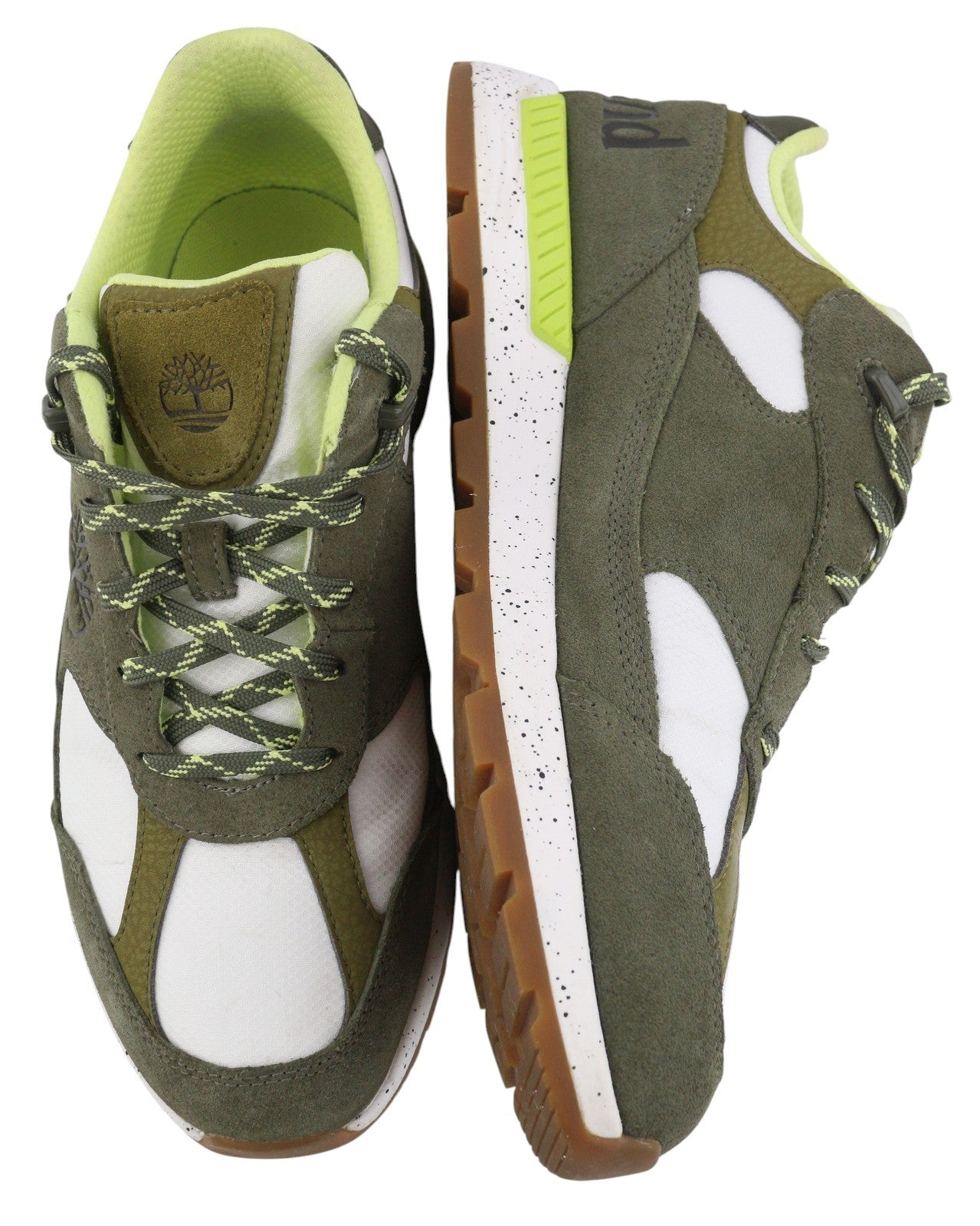 TIMBERLAND A2QUH vyriški sportbačiai, 43,5/44,5 dydžio, žali, odiniai, migdolų noselės, žema palaidinė, suvarstyti. 