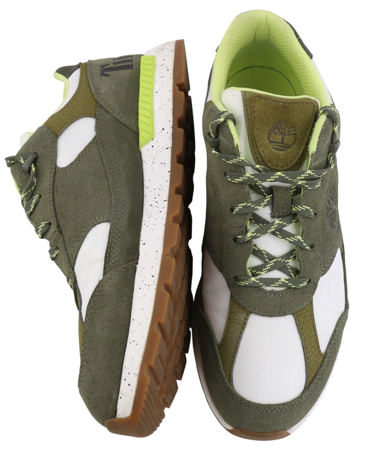 TIMBERLAND A2QUH vyriški sportbačiai, 43,5/44,5 dydžio, žali, odiniai, migdolų noselės, žema palaidinė, suvarstyti. 