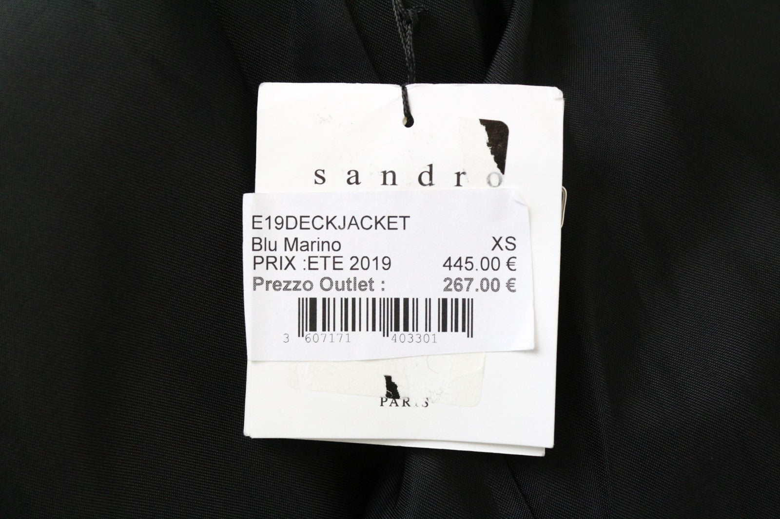 SANDRO vyriška striukė XS tamsiai mėlyna laisvalaikio medvilninė vieneilė striukė su gobtuvu 