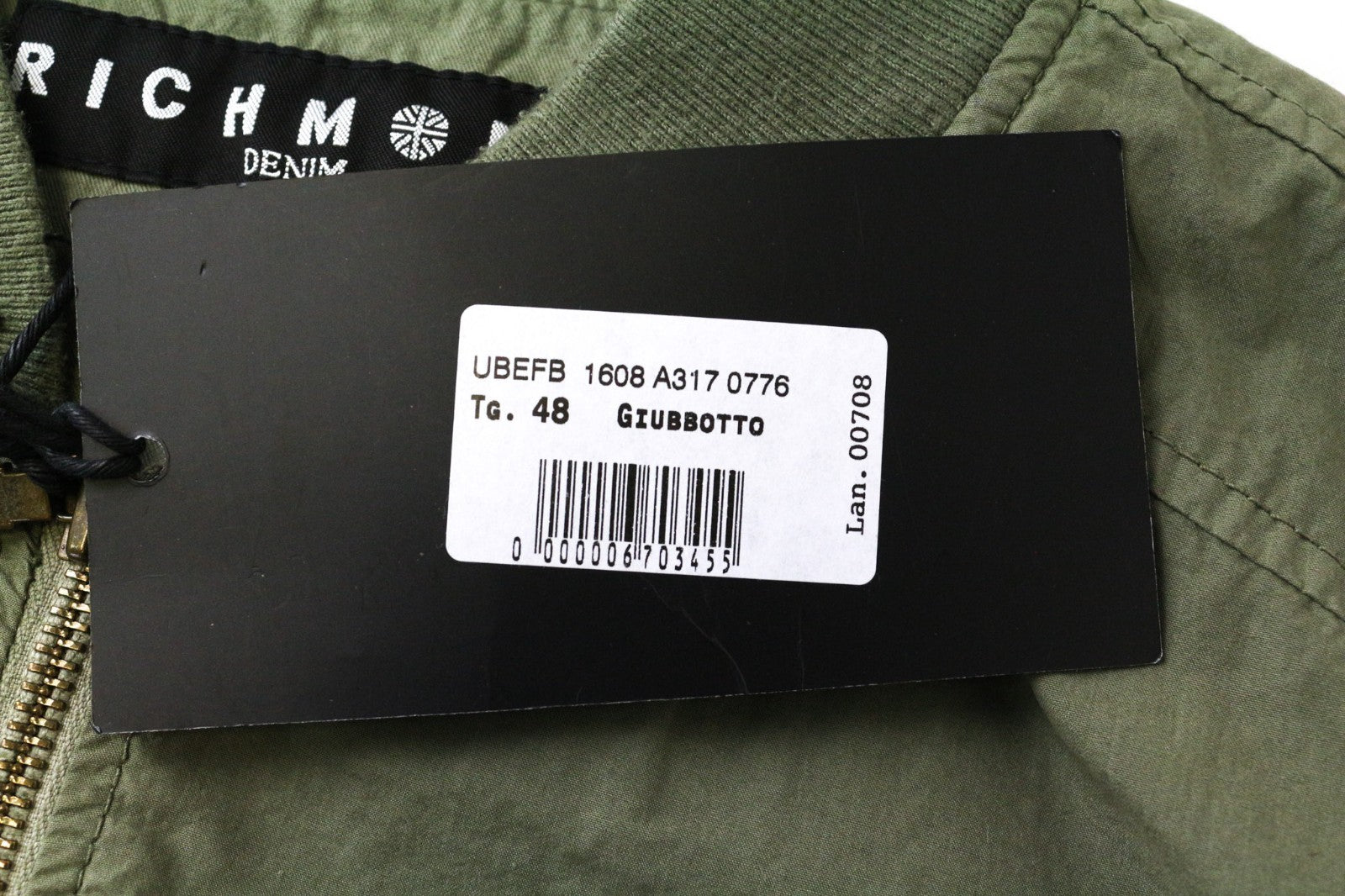 RICHMOND vyriška bomber striukė 48 žalia grynos medvilnės lengva laisvalaikio stiliaus 