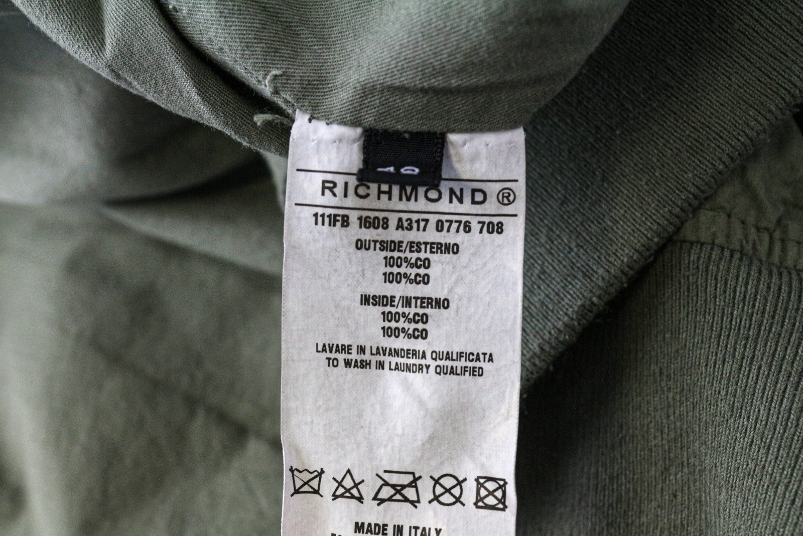 RICHMOND vyriška bomber striukė 48 žalia grynos medvilnės lengva laisvalaikio stiliaus 