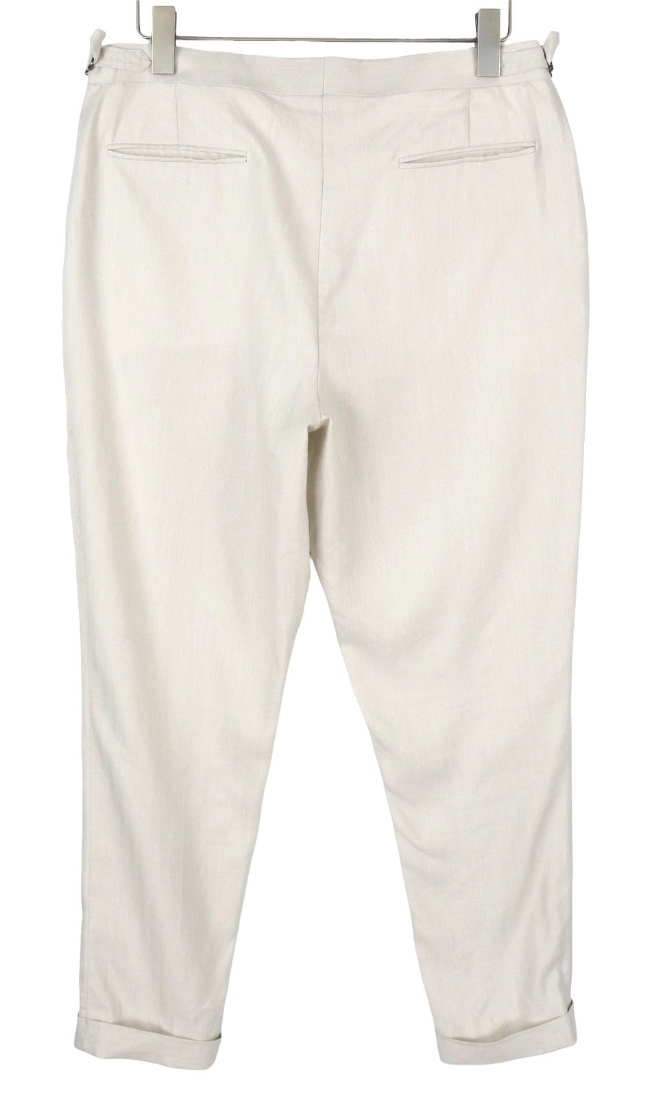 SUITSUPPLY Brescia vyriškos kelnės, UK42L, šviesiai pilkos, lininės, vilnonės, šilko, atlenkiamos, plonos 