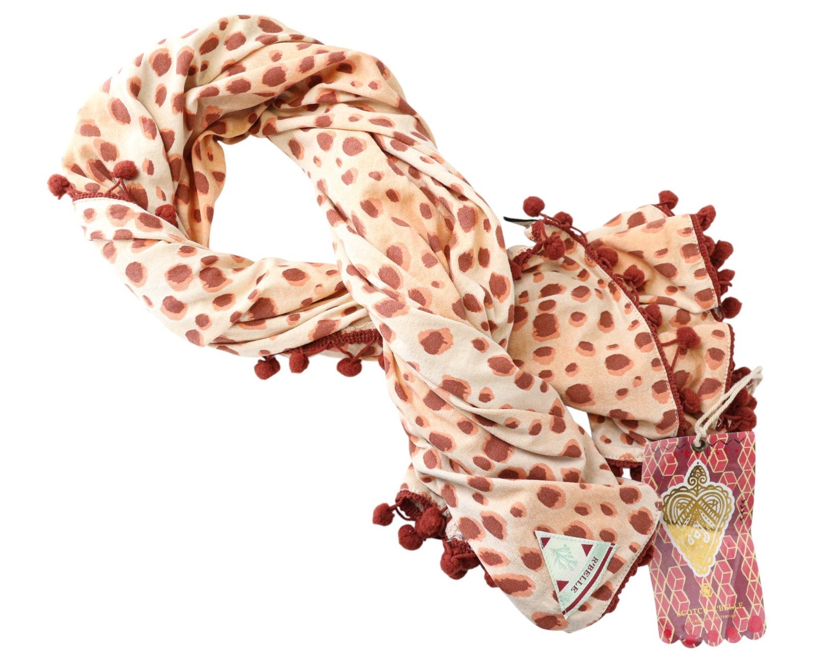 SCOTCH R'BELLE mergaitiškas šalikas OS oranžinis laisvalaikio lengvas raštuotas aksesuaras 