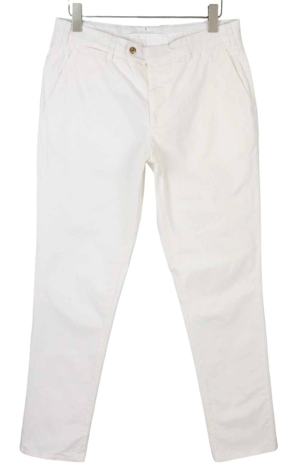 „SUITSUPPLY Porto“ vyriškos kelnės, UK34R, baltos, grynos medvilnės, plonos, chino stiliaus, su užtrauktuku. 