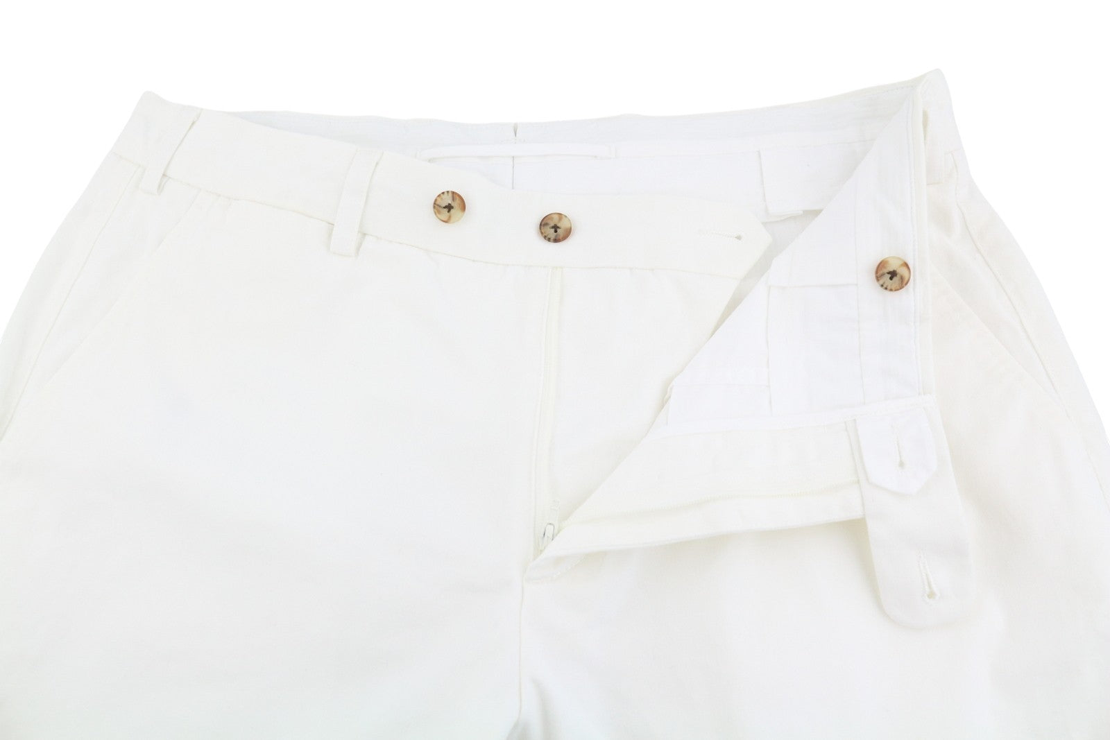 „SUITSUPPLY Porto“ vyriškos kelnės, UK34R, baltos, grynos medvilnės, plonos, chino stiliaus, su užtrauktuku. 