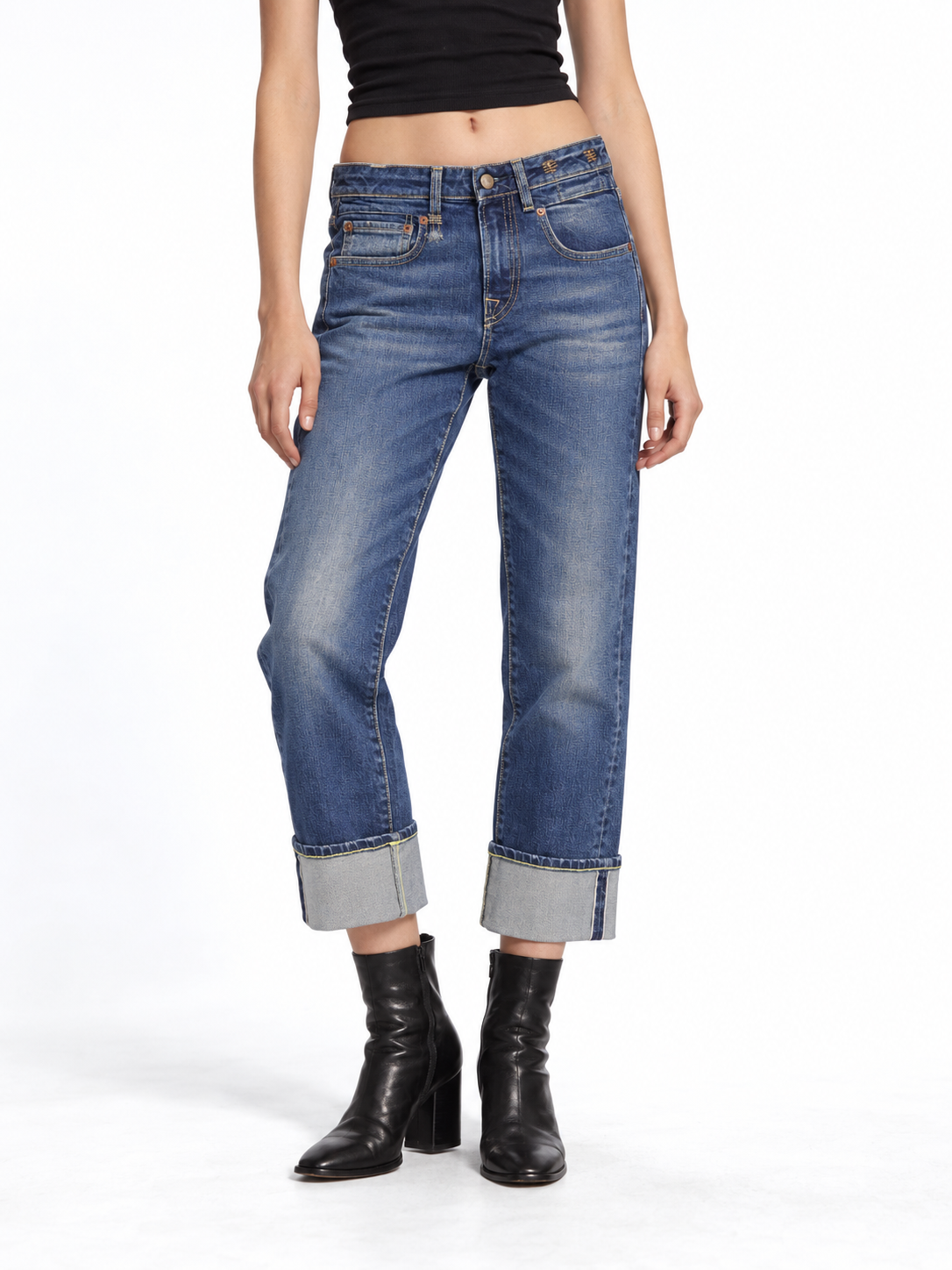 Atvartomi džinsai Boy tiesaus kirpimo Dalston Selvedge Blue Stretch