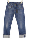 Atvartomi džinsai Boy tiesaus kirpimo Dalston Selvedge Blue Stretch