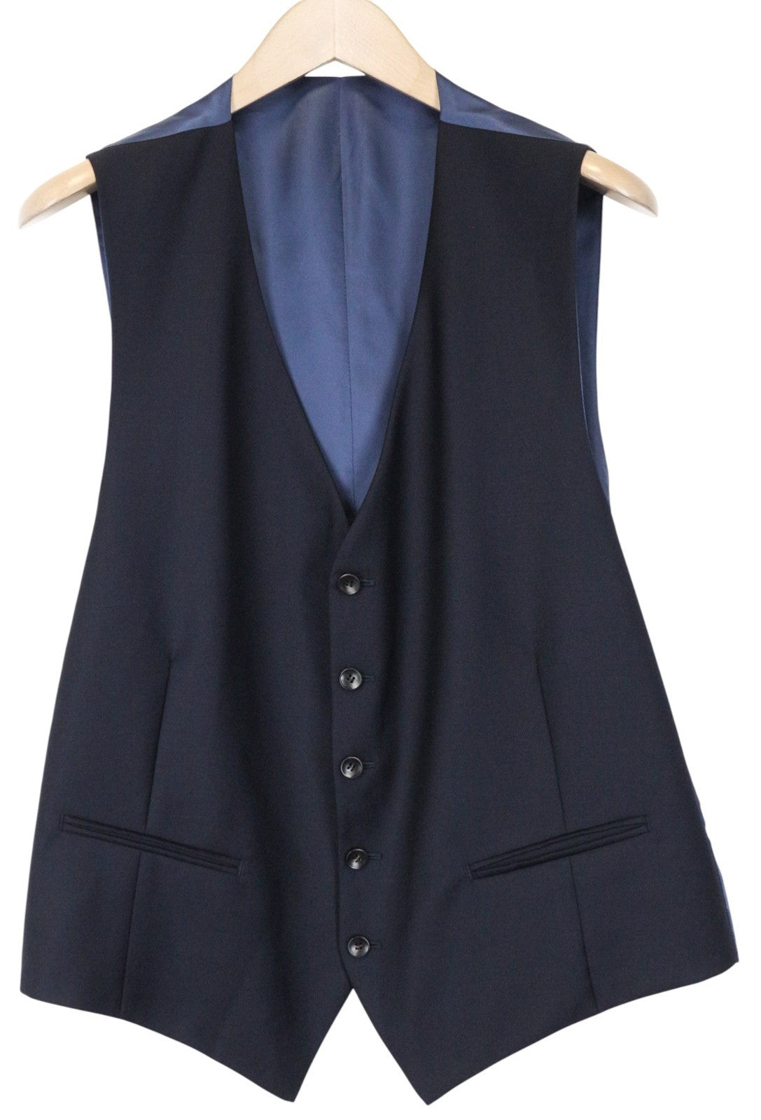 SUITSUPPLY Ferrara Men's Suit UK46R Navy Blue Wool 2 Piece Trousers Waistcoat