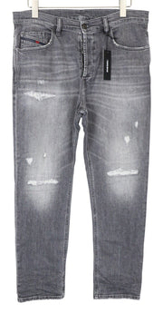 DIESEL D-Eetar 0890F Men's Jeans W34/L32 Grey Ripped Cotton Stretch Tapered