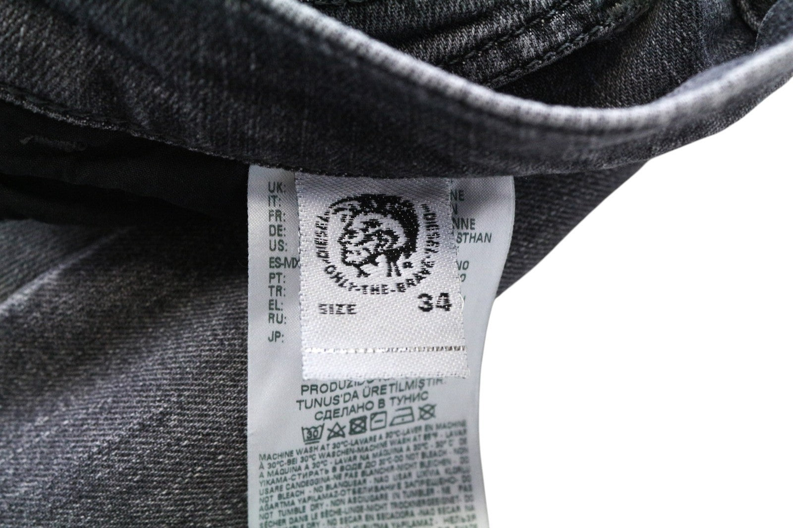 DIESEL D-Eetar 0890F Men's Jeans W34/L32 Grey Ripped Cotton Stretch Tapered