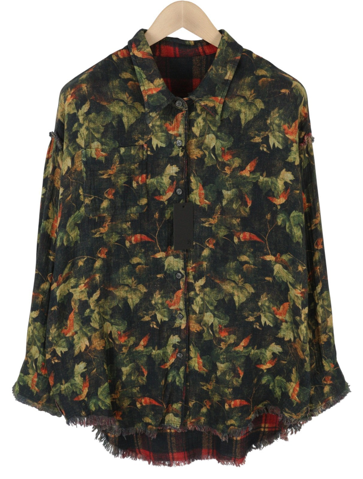 R13 dvipusiai moteriški marškinėliai su nugara, XS dydžio, raštuoti, dideli, išsikišę, FW25 RRP1045 