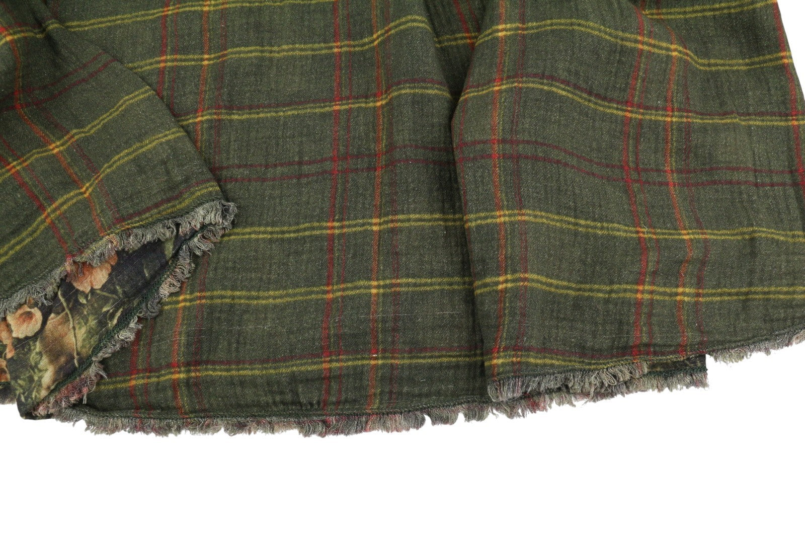 R13 dvipusė, smulkiai pjaustyta, laisvalaikio stiliaus midi moteriška suknelė L, alyvuogių spalvos, languota, Fromal, kamufliažinė, FW25 