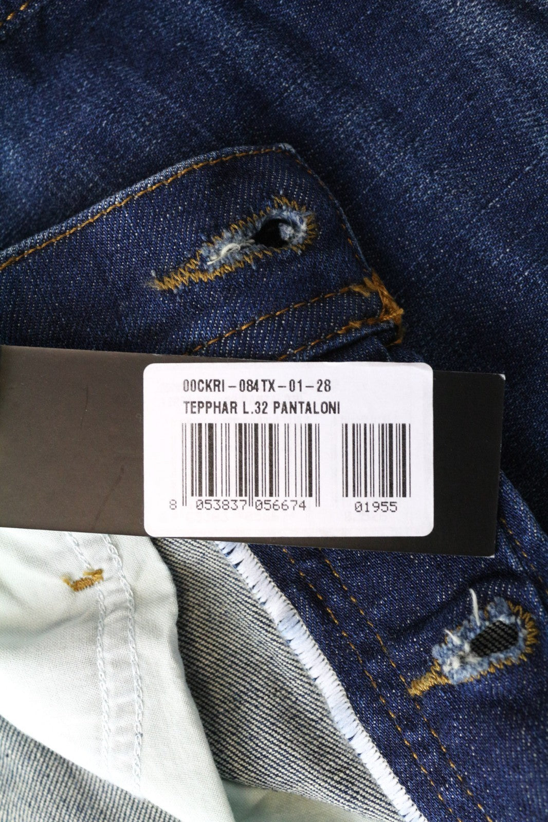 DIESEL Tepphar 084TX Men's Jeans W28/L32 Blue Stretch Cotton Slim Carrot Fit