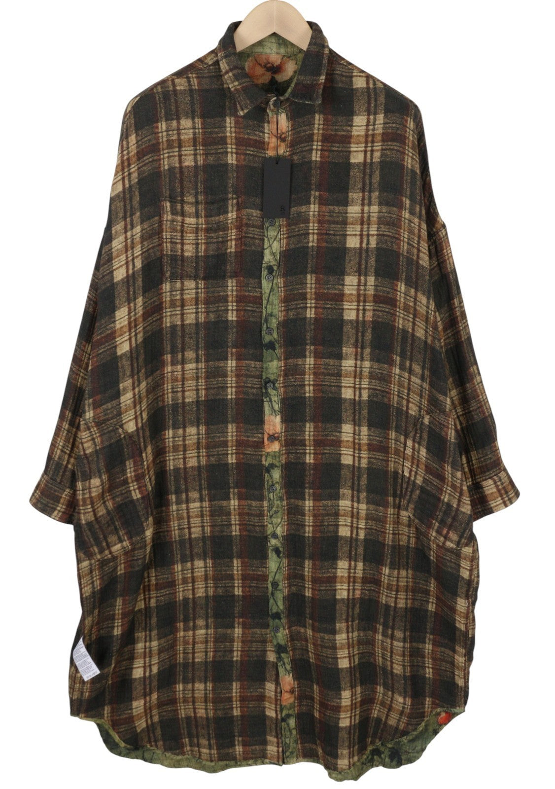 R13 dvipusė jumbo marškinių suknelė moterims M/L turkio spalvos gėlėta PF25 RRP899 