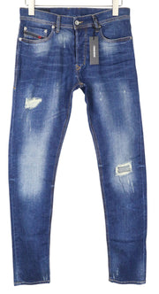 DIESEL Tepphar 084TX Men's Jeans W28/L32 Ripped Carrot Slim Fit Blue Stretch