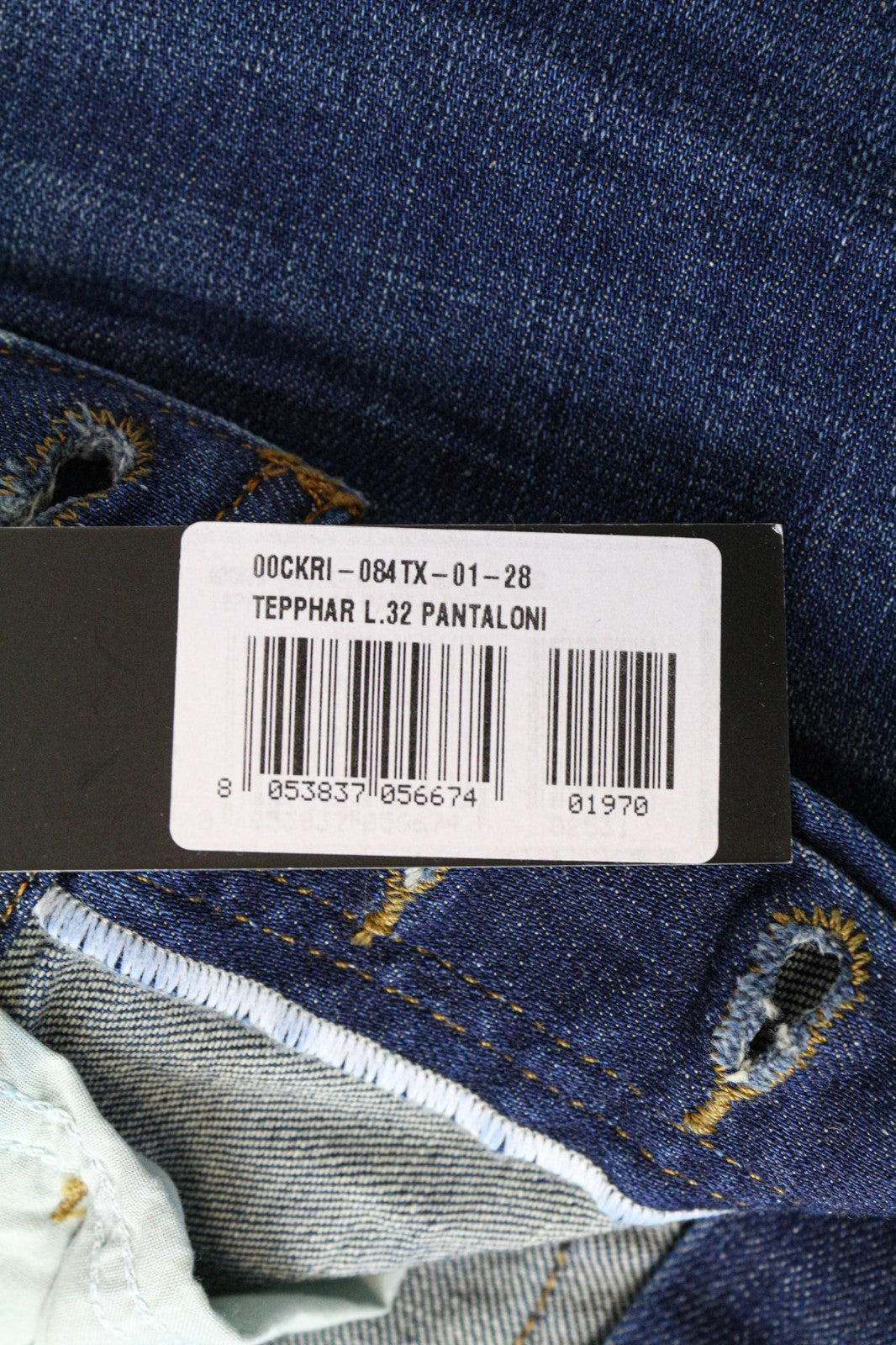 DIESEL Tepphar 084TX Men's Jeans W28/L32 Ripped Carrot Slim Fit Blue Stretch