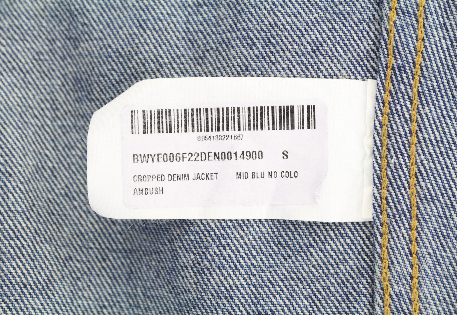 AMBUSH trumpintas džinsinis moteriškas švarkas S mėlyna išblukusiomis sagomis sendinto stiliaus dideli sunkvežimio tipo drabužiai 