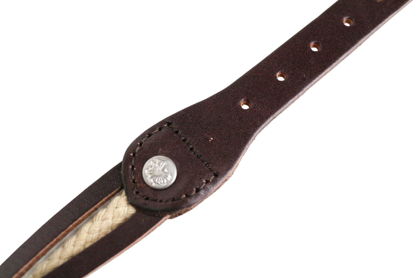 MAISON SCOTCH moteriškas diržas ~107 cm tamsiai rudas pintas sagtis laisvalaikio aksesuaras 