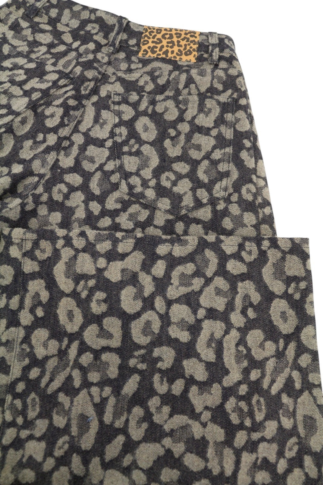 ALANUI Seattle Jungle plačių džinsinių moteriškų kelnių su leopardo raštu, RRP750 