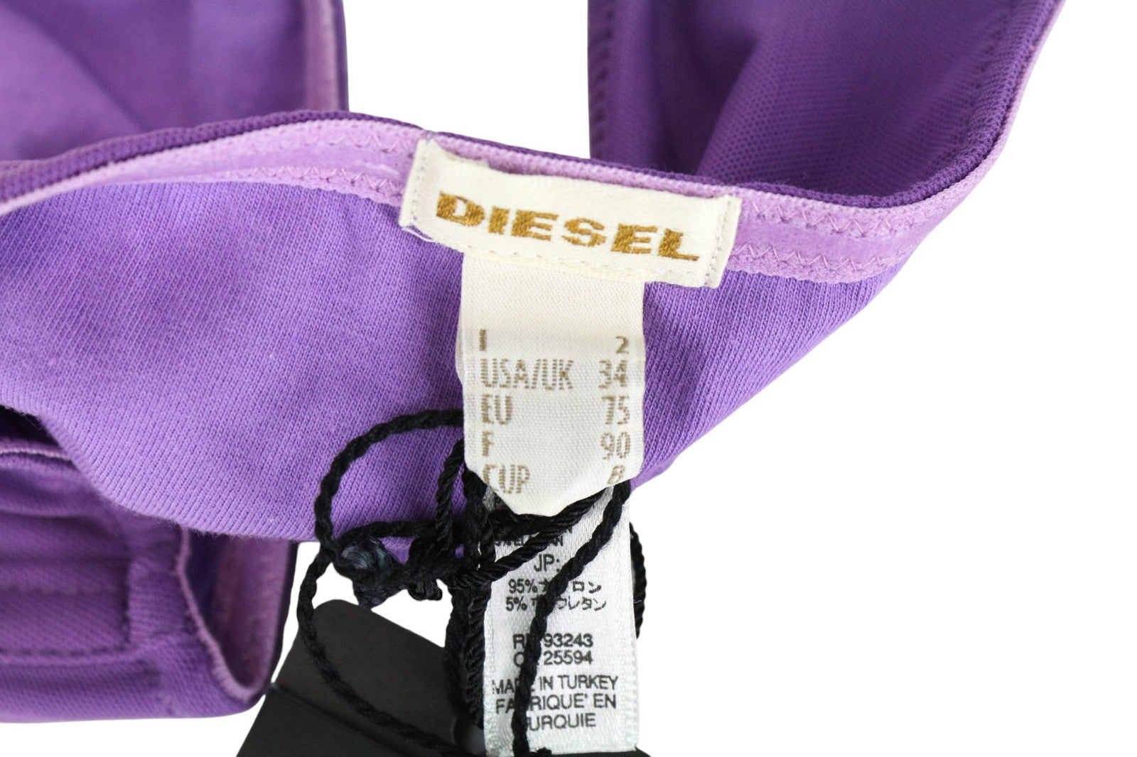 MAISON SCOTCH moteriška liemenėlė 75B violetinė su logotipu ir tampriu pamušalu, UK34B dydis 