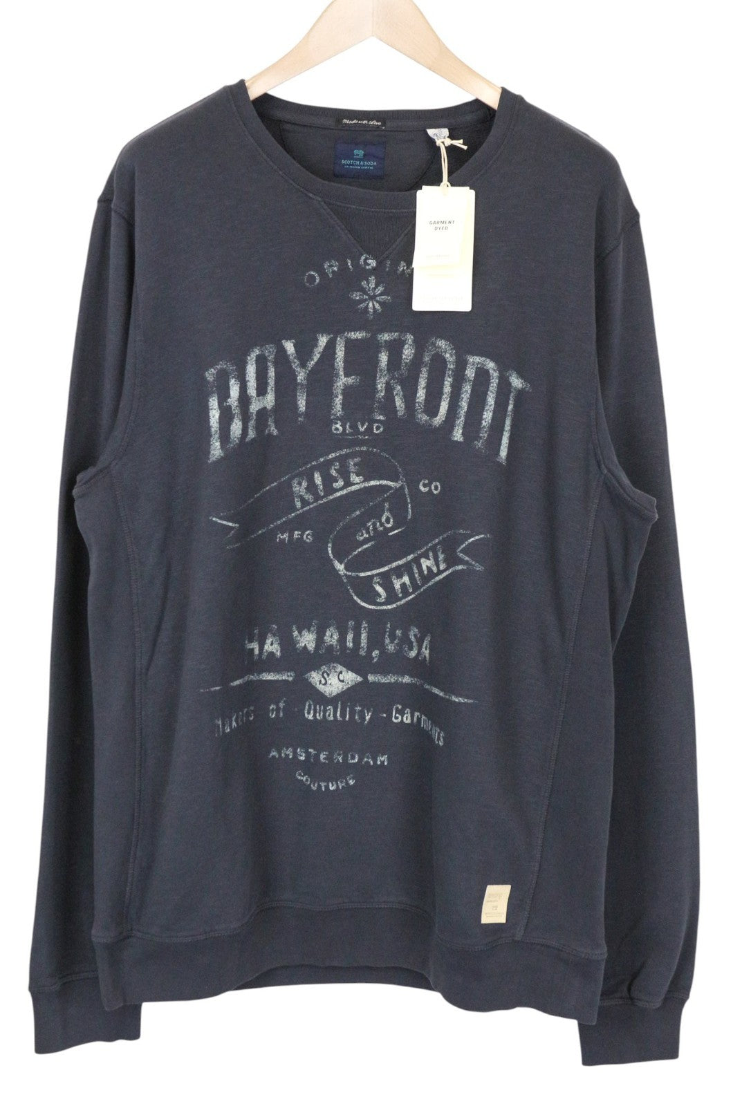 SCOTCH &amp; SODA Ams Couture vyriškas džemperis su tamsiai mėlynu logotipu ilgomis rankovėmis, 2XL 