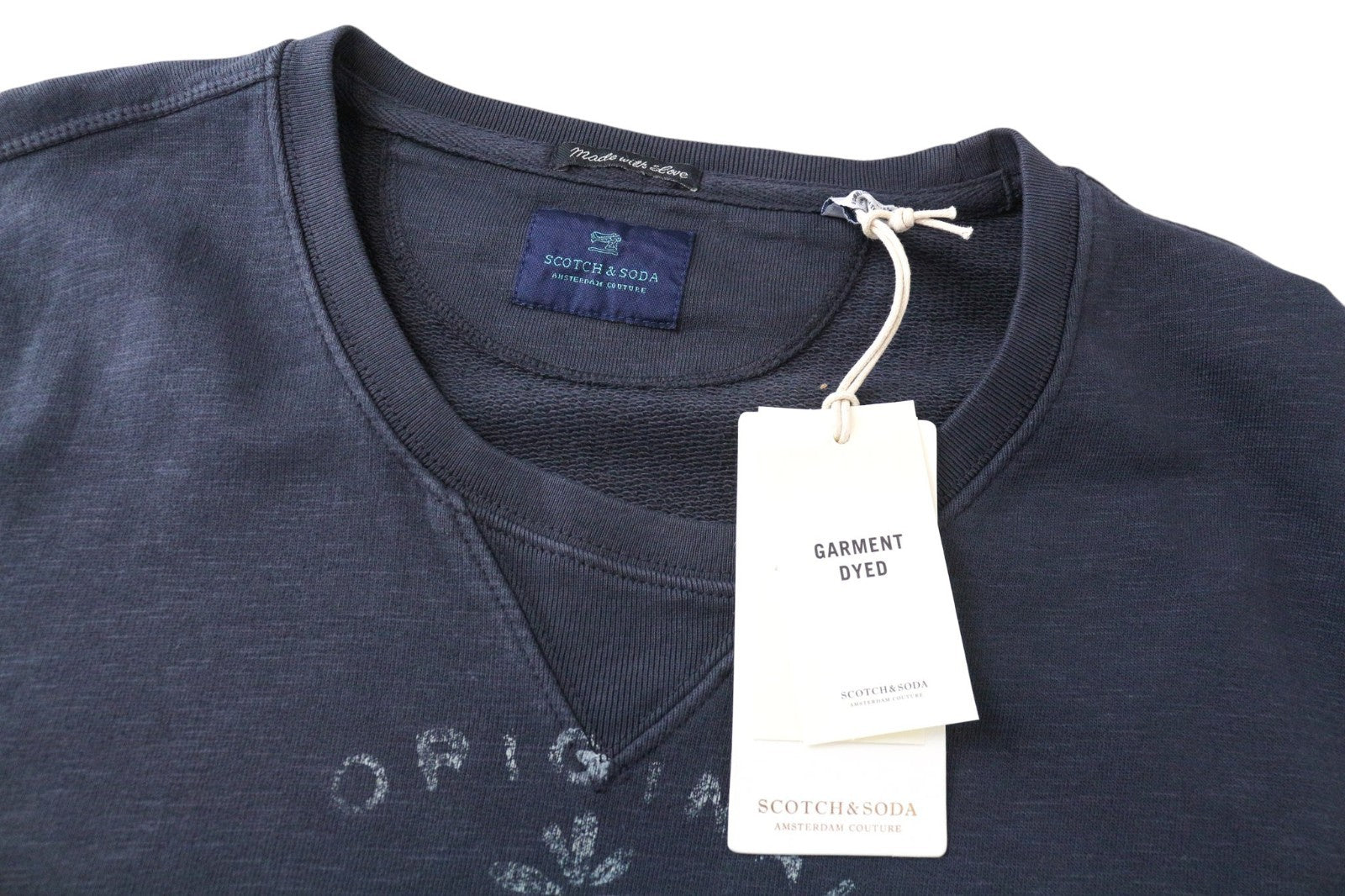 SCOTCH &amp; SODA Ams Couture vyriškas džemperis su tamsiai mėlynu logotipu ilgomis rankovėmis, 2XL 