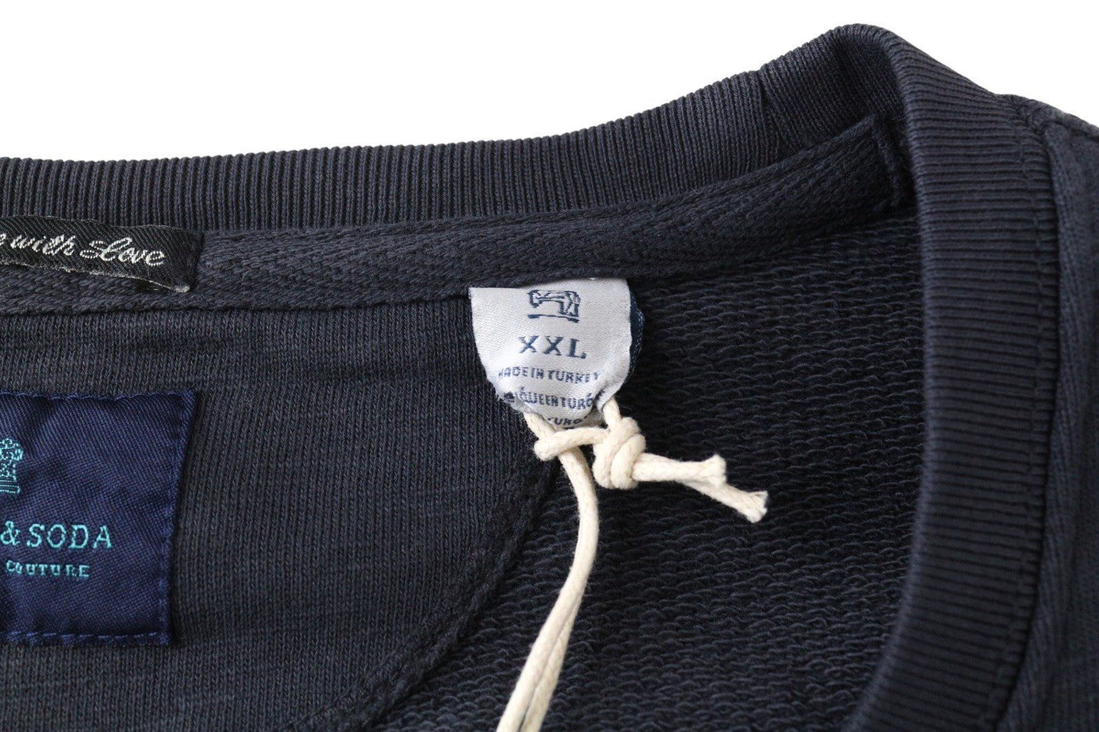 SCOTCH &amp; SODA Ams Couture vyriškas džemperis su tamsiai mėlynu logotipu ilgomis rankovėmis, 2XL 