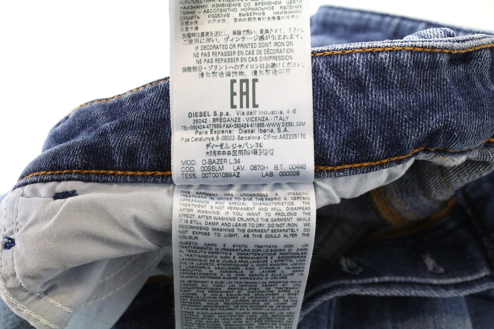 DIESEL D-Bazer 0870H Men's Jeans W30/L34 Blue Wash Tapered Fit Cotton Stretch