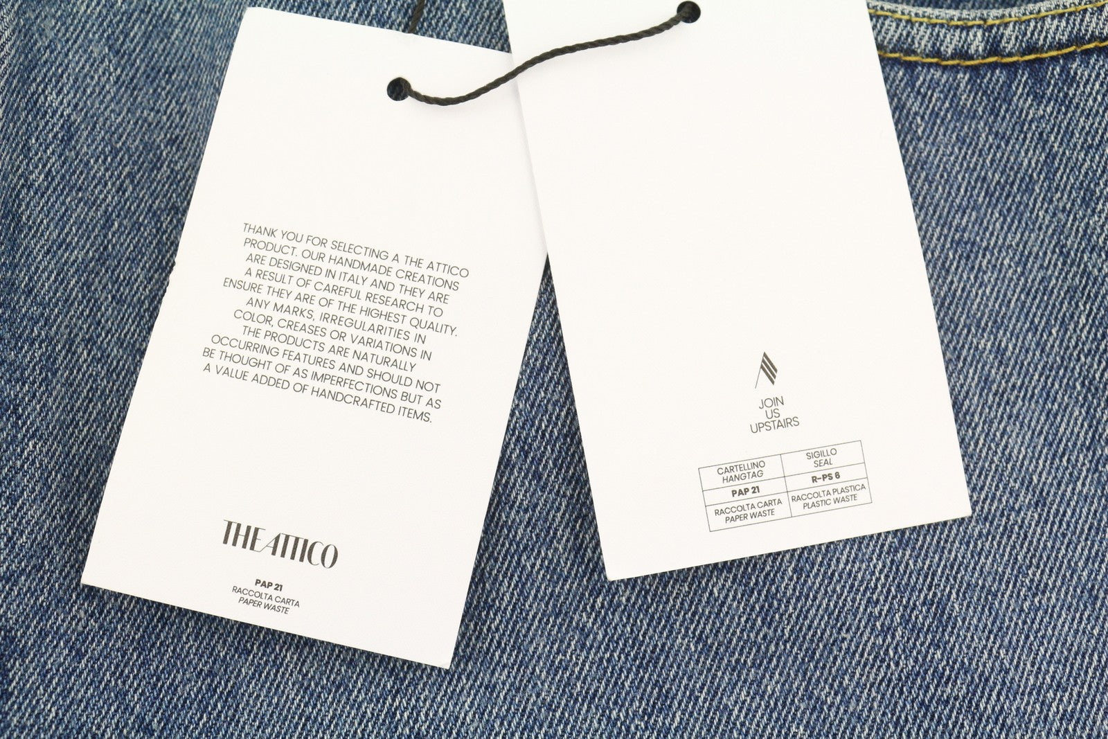 THE ATTICO moteriški džinsai W29 mėlyni laisvi, maišyto kirpimo, iškirptės detalės FW25 RRP790 