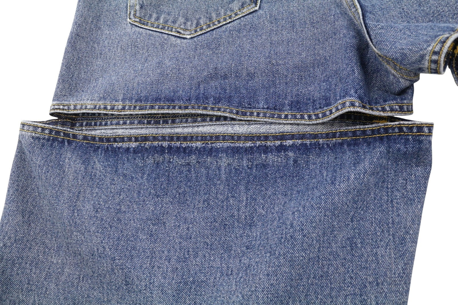 THE ATTICO moteriški džinsai W29 mėlyni laisvi, maišyto kirpimo, iškirptės detalės FW25 RRP790 