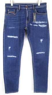 DIESEL Thommer 0870F Men's Jeans W34 Blue Distressed Slim Fit Cotton Stretch