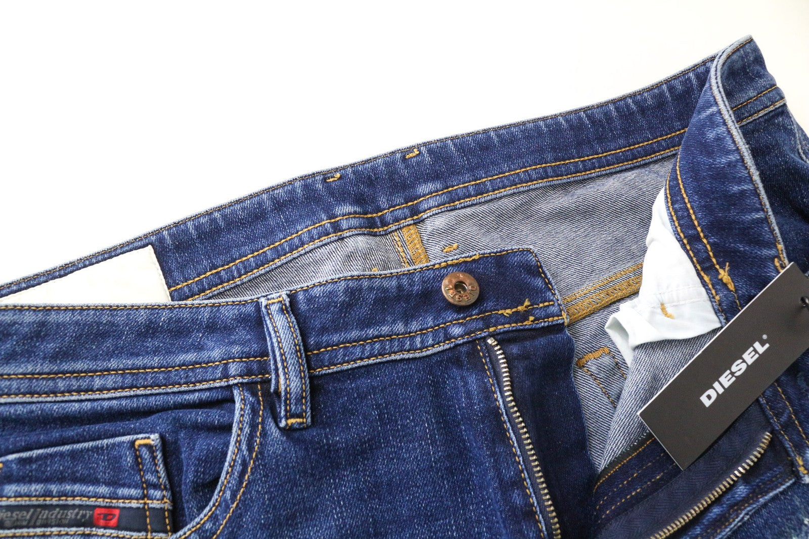 DIESEL Thommer 0870F Men's Jeans W34 Blue Distressed Slim Fit Cotton Stretch