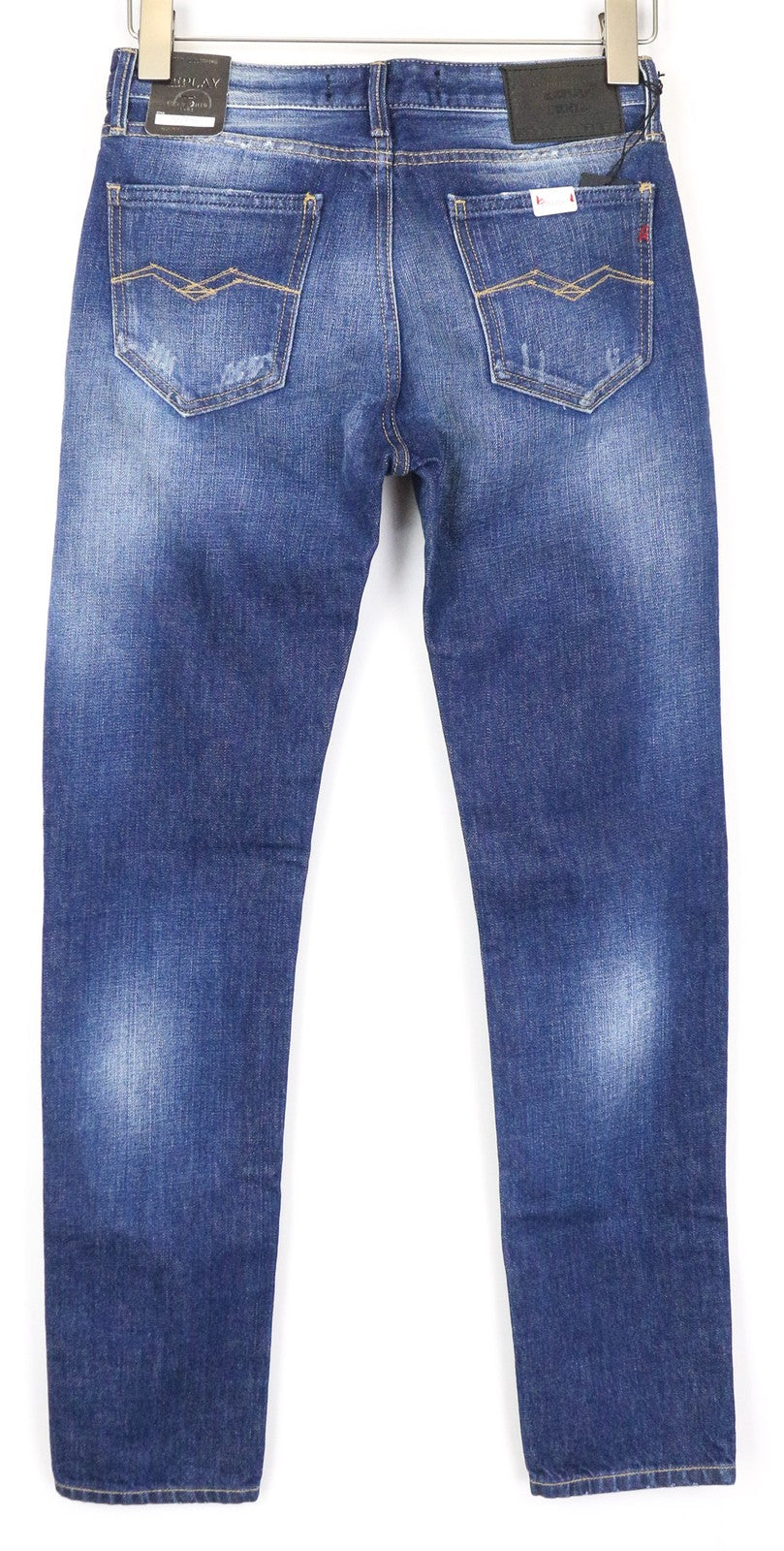 REPLAY Jacksy moteriški džinsai W24/L30 mėlyni, tiesaus kirpimo, skalbtos grynos medvilnės 