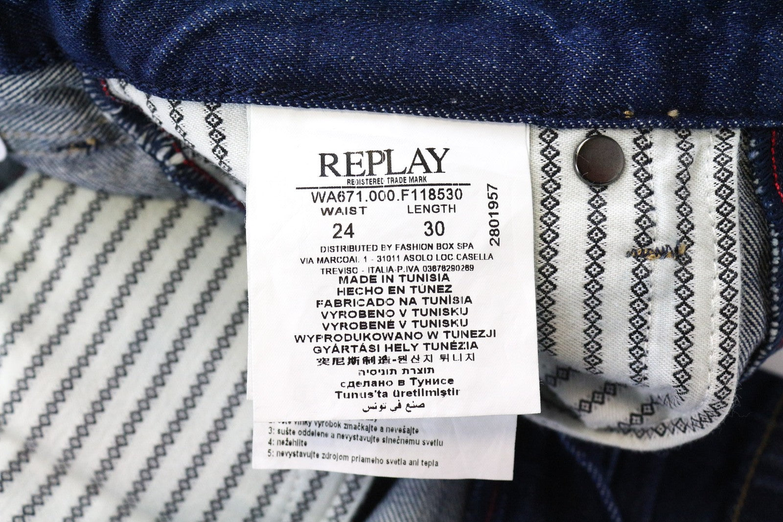 REPLAY Jacksy moteriški džinsai W24/L30 mėlyni, tiesaus kirpimo, skalbtos grynos medvilnės 