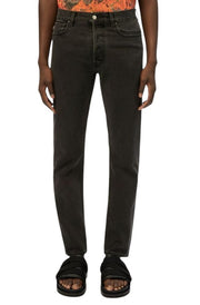 AMBUSH Wksp Slim Fit Denim vyriški džinsai W31 su sagomis, juodi, 5 kišenių dizainu ir logotipu 