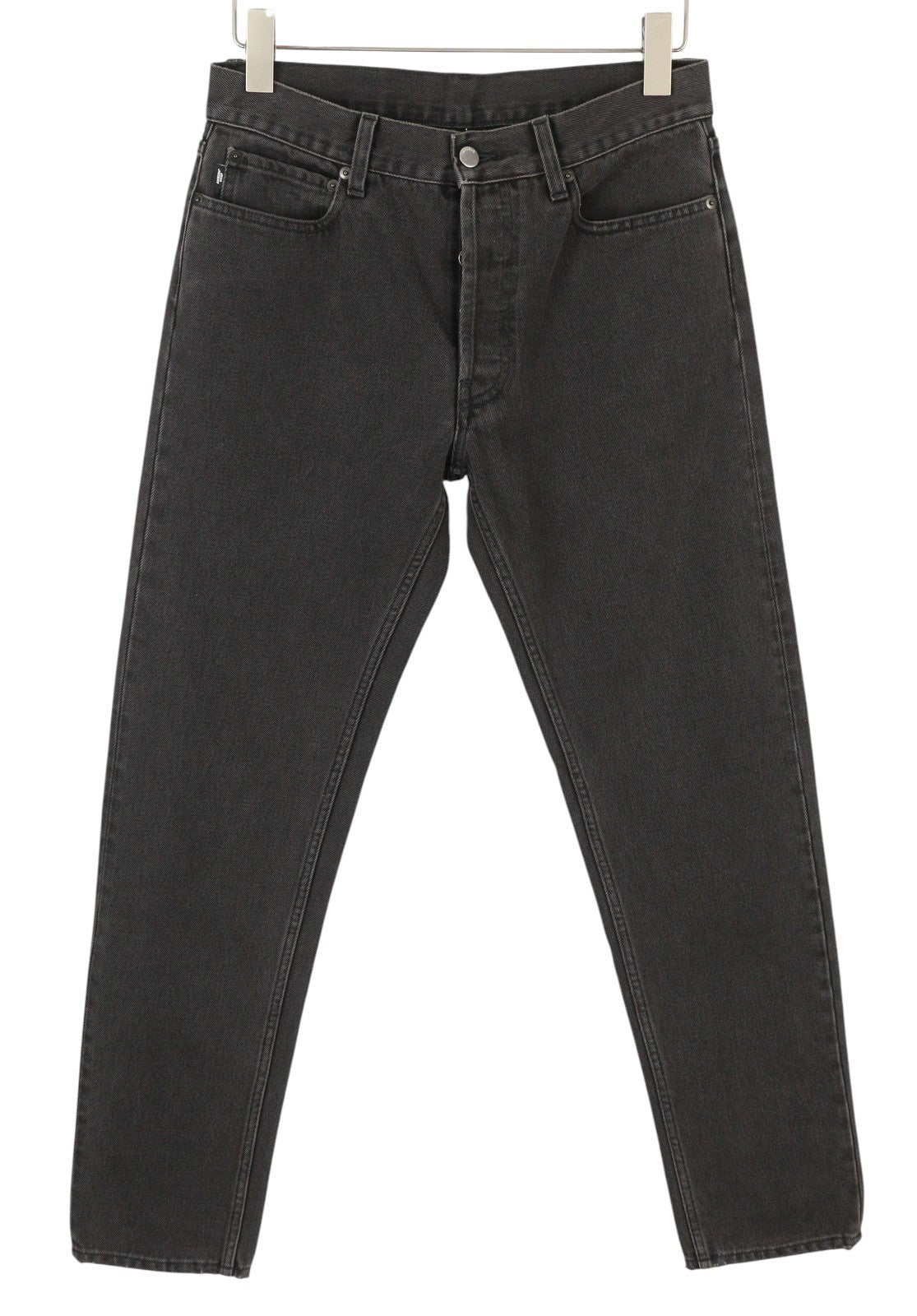 AMBUSH Wksp Slim Fit Denim vyriški džinsai W31 su sagomis, juodi, 5 kišenių dizainu ir logotipu 