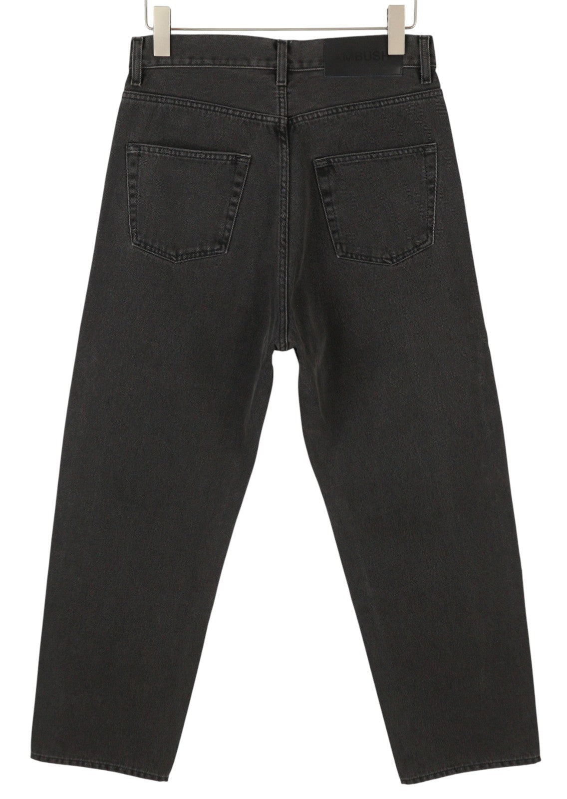 AMBUSH vyriški džinsai W31, juodi, laisvo kirpimo, su sagomis ir 5 kišenėmis, su logotipu 