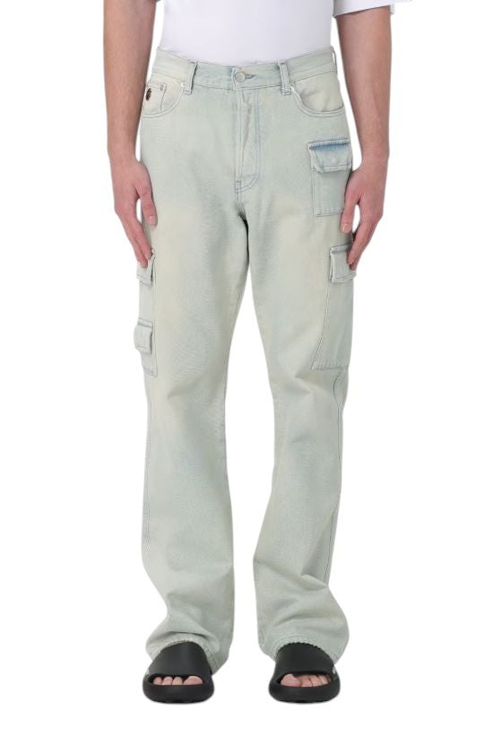 AMBUSH Slim Denim Cargo vyriški džinsai W32 šviesiai mėlyni išblukę distressed įprasti RRP920 