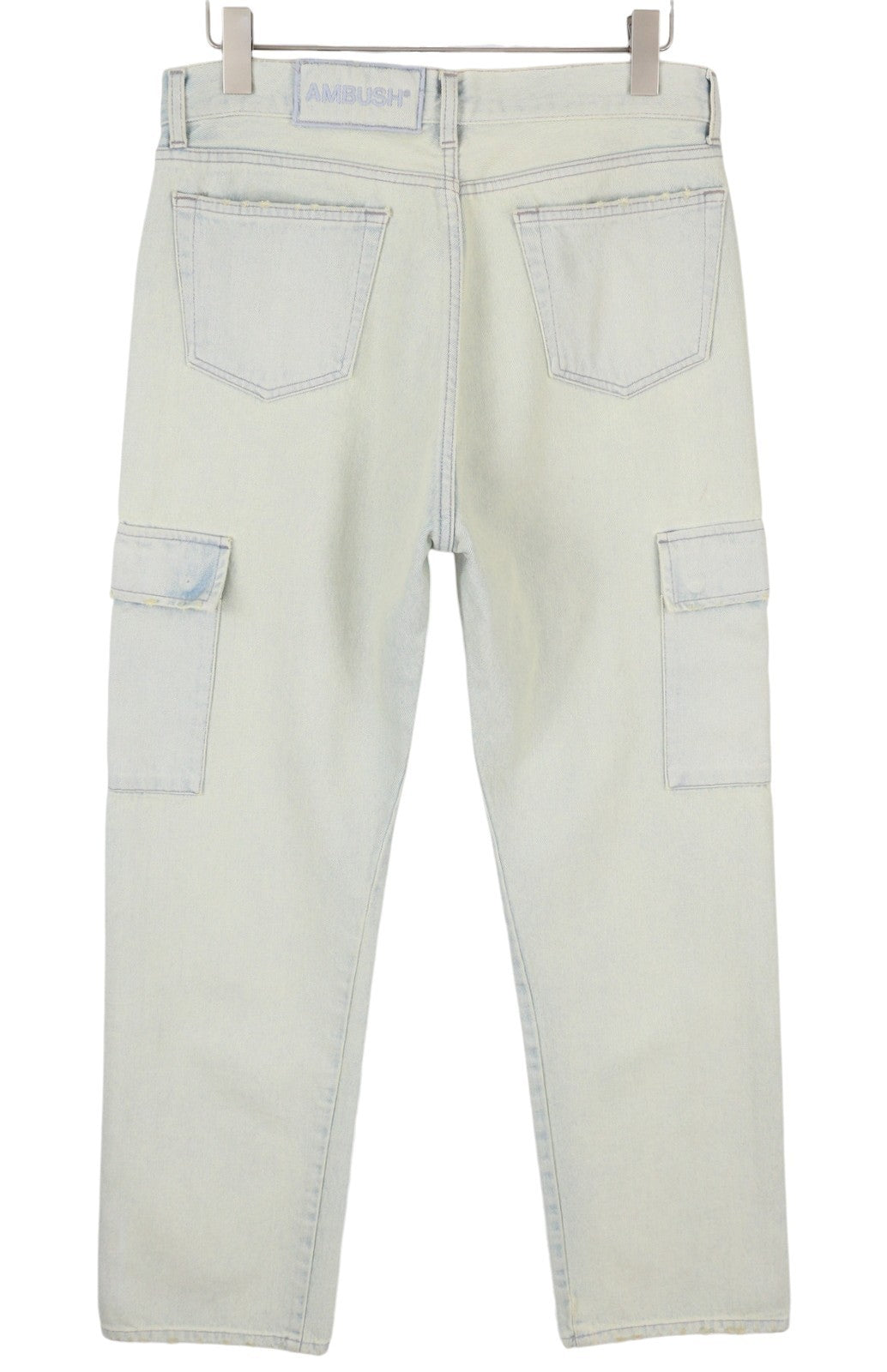 AMBUSH Slim Denim Cargo vyriški džinsai W32 šviesiai mėlyni išblukę distressed įprasti RRP920 