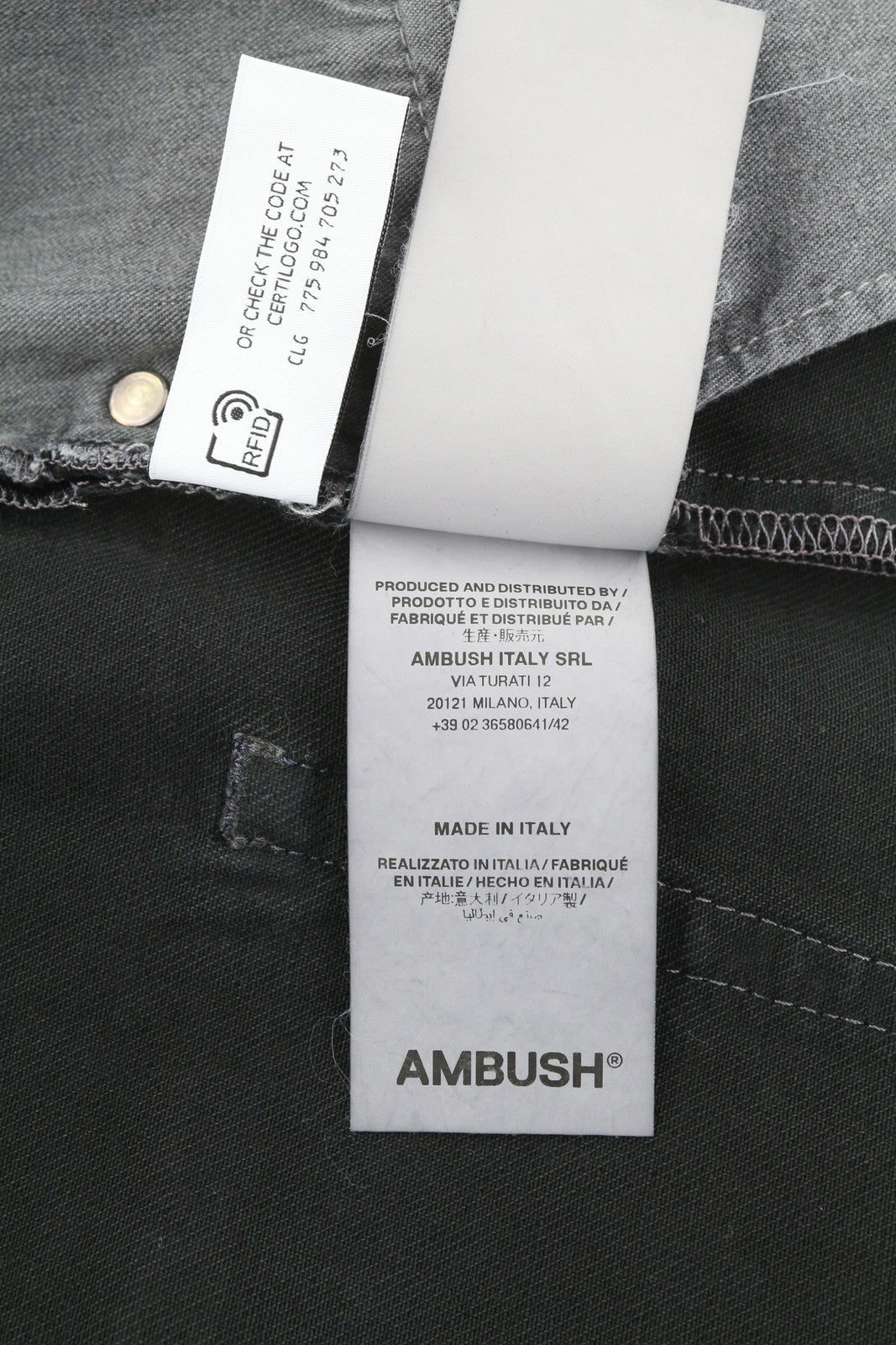 AMBUSH vyriški džinsai su juosmens detalėmis W31 juodi su sagomis ir logotipu RRP499 